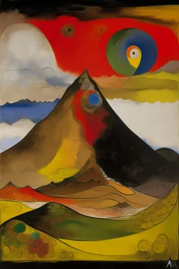 A brown volcanic summit painted by Wassily Kandinsky