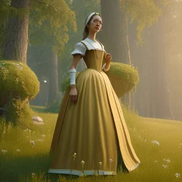 Full body, 3d render, Emma mackey, 1800's women style, 1800'hair style, 1800's women dress style, hyper realistic, octane render, unreal engine 5, 8k, palace background, uhd