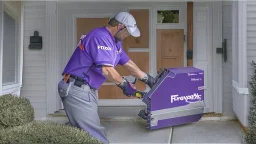 fedex driver with a chainsaw at the front door