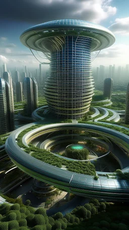 fuuturistic megapolis with center