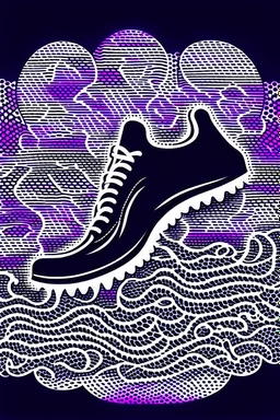 Shoe. tread pattern. Ghosts. Use only white, black, and purple.