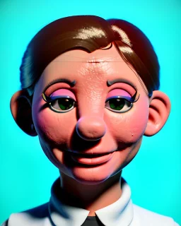 waitress woman muppet head, skin body, skin arms, concept art, retro style, smooth, unreal engine 5, god lights, ray tracing, RTX, lumen lighting, ultra detail, volumetric lighting, 3d.