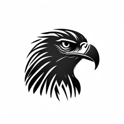 A simple black logo of an eagle, vectorized, white background