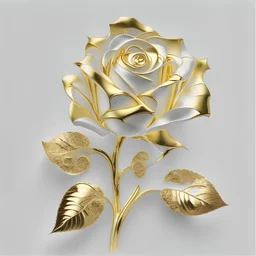 One rose made of golden pattern, white background