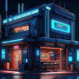 cyberpunk retro futuristic bar building for comics