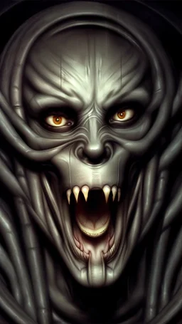 The mummy laying in his death chamber Howling in giger style