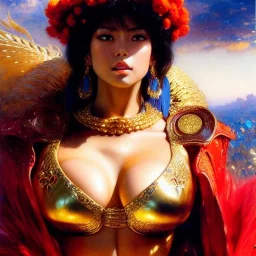 portrait beautiful face 'Mamiya-Fist of the North Star',busty,ancient metal armor balanciaga fashion clothe painting by gaston bussiere, greg rutkowski, yoji shinkawa, yoshitaka amano, tsutomu nihei, donato giancola, tim hildebrandt, oil on canvas, cinematic composition, extreme detail,fit full head inside picture,16k