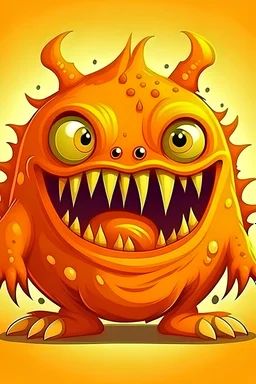 big fearsome orange monster, cartoon style
