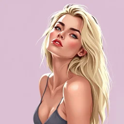 a pretty blonde woman, skinny, relaxed, digital art, stylised