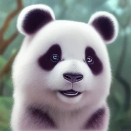 pixar art style of a mega cute and fluffy baby panda in natural environment, vivid color, full body, by mobeius, au naturel, hyper detailed, digital art, trending on artstation, cinematic lighting, studio quality, smooth render, unreal engine, octane render, art style by klimt and nixeu and ian sprigger and wlop and krenz cushart