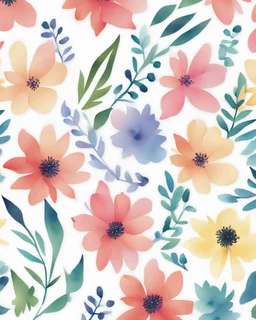 vector watercolor flower pattern, crisp vibrant