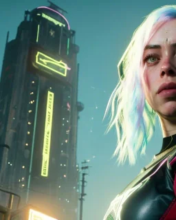 Billie Eilish, in stockings, cyberpunk2077