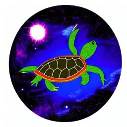 samurai space turtle a dark supernova exploding behind