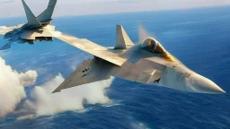 F-22 shoots at 747 plane while flying over the ocean