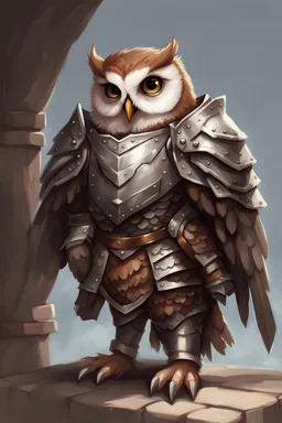 Cute owl in armor dnd art realism