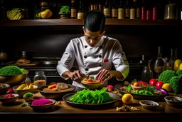 الصورة تعكس لحظة سحرية من عالم الطهي، حيث يتعلم الشخص تقنيات جديدة ويستمتع بتحضير وجبة لذيذة. يتجسد فيها التفاني والإبداع في تجربة متعة الطهي وتحويل المكونات إلى أطباق فنية تثري الحواس. هي دعوة للاستمتاع برحلة تطوير الذات واكتشاف أسرار الطهي بأسلوب مميز.