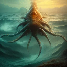 sea creature from the past, book cover, fantasy art, sandy beach, water, reflection, misty, detailed