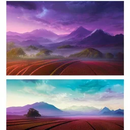 incredible, stunning Terasasti Fields With Rice, mountains in the distance, colorful morning sky and mist, 8k, high-quality, ultrafine-detail, intricate, detailed matte, digital painting, artwork, brian froud, howard lyon, Scott Gable, Wajima Ishikawa, Mu Cang Chai, Greg Rutowski