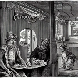 McDonald's in the style of Gustav Dore