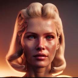 Ultra Realistic retro sci-fi movie scene, waist up view portrait, 5 clones blonde women, sweet young Claudia Schiffer face, perfect iris, glow eyes, makeup, weapon. Mars background, Retro sci-fi style, helmet, tight latex coat, fog, rain, soft color, highly detailed, unreal engine 5, ray tracing, RTX, lumen lighting, ultra detail, volumetric lighting, 3d, finely drawn, high definition, high resolution.