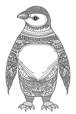 Outline art for Penguin Mandala, White background, Sketch Style, full Body, Only use outline, Mandala style, clean line art, White background, no shadows, and clear and well outlined