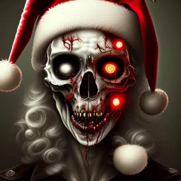 Dark, horror, blood, guts, detail, Santa, zombie, close up head