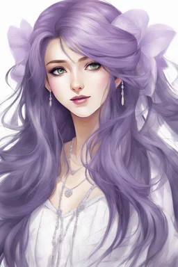 pretty young girl, purple long haired