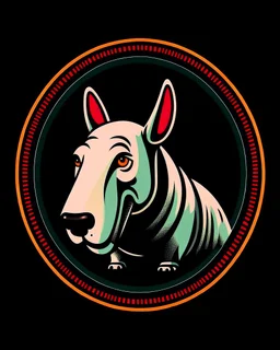 bull terrier sports logo, edgy aggressive 3/4 view