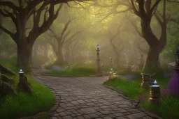 wooded stone lantern path forest