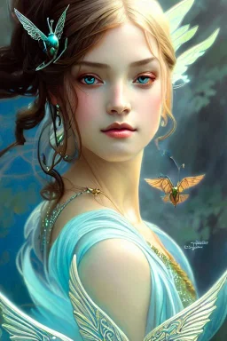 portrait of a water fairy, watery wings, highly detailed, detailed face, smooth, sharp focus, chiaroscuro, digital painting, rossdraws, artgerm and greg rutkowski and alphonse mucha