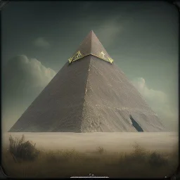 a old huge pyramid in the mountains, scary, steam punk, realistic, made in octane, cinematic, ultra-realistic, extremely detailed octane rendering, 8K, VRAY Super Real ar 2:3, dof photorealistic futuristic 50mm lens hard lighting dark gray tintype photograph, realistic lighting, sepia color