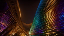 178, delightful, sensitive, confident, iridescent double helix tower, delicate, nocturnal, architecture, award-winning photograph, beautiful composition, filled with beautiful detail, delicate colour, chiaroscuro