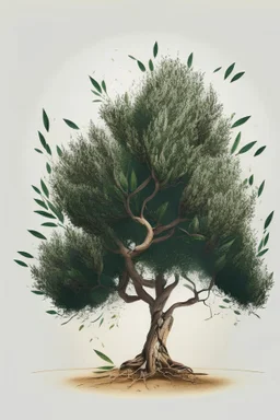 the most beautiful and majestic olive tree, clean background, logo