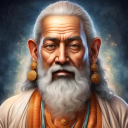 A highly detailed and realistic image of a spiritual guru with a clean-shaven face.