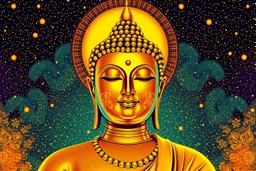 pop art pixels 1000 images golden budha in the style of klimt
