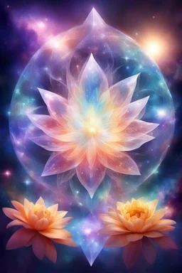Cristallo cosmico luminoso fiore nuovo inizio nuova energia lasciare andare fluire entrare nel nuovo paesaggio luminoso