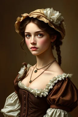 a beautiful woman, 17th century, young, pretty, dress, digital art