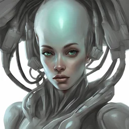 friendly digital illustration science fiction alien woman \ character portrait