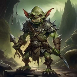 old fantasy illustration lone goblin warrior