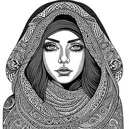 trippy beautiful persian female drawings in black ink vector images