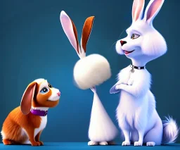 Portrait of Snowball with the key, the rabbit from The Secret Life of Pets.