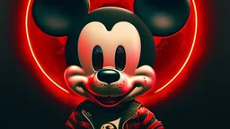 zombie mickey mouse hybrid, photorealism, movie screen capture, horror, sci-fi, retrofuturism,