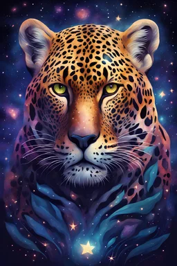 Jaguar Art Print Cosmic Jaguar Illustration Instant Download Big Cats Night Fantasy Starry