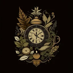 mystical Logo: time, chronos, herbs