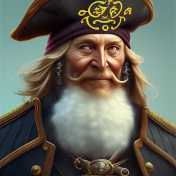 Old pirate Captain wielding a sandstone rapier and sandstone dagger. Wearing a hat with an impressive feather and with a brutal scar across his neck, fantasy D&D character, portrait art by Donato Giancola and Bayard Wu, digital art, trending on artstation, 4k