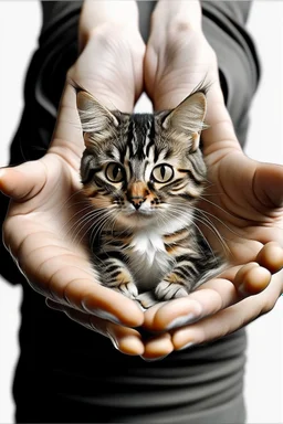 FISH IN HANDS CAT . transparent