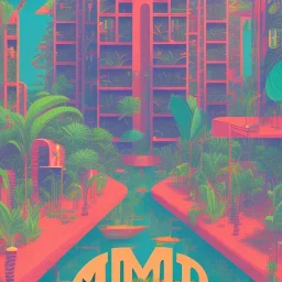 tropical city, latino, plants, streets, risograph, flat design, 2 colors