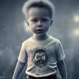 Mystery Metallica toddler, dramatique, art background, dramatic lighting, volumetric lighting, hyperrealisme, 8k, high quality, lot of details, fit within portrait