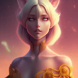  A beautiful portrait of Neferpitou | Hunter x Hunter catgirl cat ears, sinister smile digital art by Eugene de Blaas and Ross Tran, vibrant color scheme, highly detailed, in the style of romanticism, cinematic, artstation best quality, realistic lighting, masterpiece portrait, details light dusting , cowboy shot from above, simple chain hauberk Vector art digital illustration 3D shading