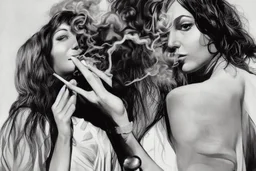 hippie girl smoking by alex ross